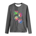 thumbnail image 4 of Women's Graphic Long Sleeve Tops Funny Print Crew Neck Casual Loose Sweatshirts Valentine Day Tee Gift to Ladies(Gray,XL), 4 of 5