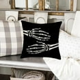 thumbnail image 3 of Halloween Skull Decorative Pillow Covers Cotton Linen Vintage Skeleton Hand Hug You Wicked Scary October 31 Halloween Home Sofa Couch Decor Throw Pillow Cases 18x18 Inch, Black, 3 of 6