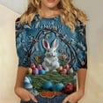 thumbnail image 2 of CAIXIA Easter Shirts for Women 3/4 Length Sleeve Cute Rabbit Graphic Tee Crewneck T Shirts for Women Funny Easter Bunny Tops for Women, 2 of 5