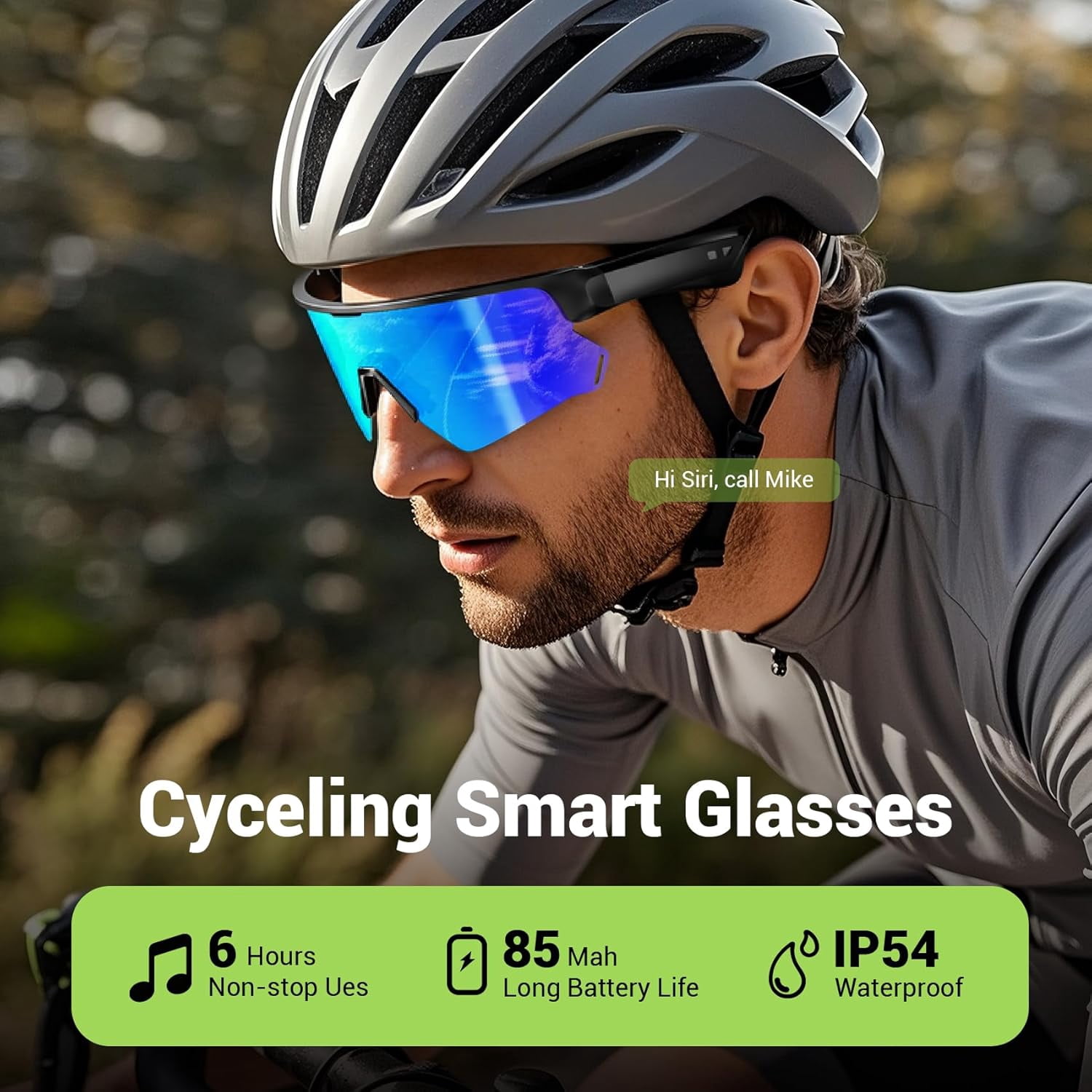 Blackview AI Smart Audio Sunglasses with Bluetooth: Polarized Sports Glasses for Men & Women, Built-in Speaker & Mic, Voice Control, UV400 Protection for Cycling Running Driving