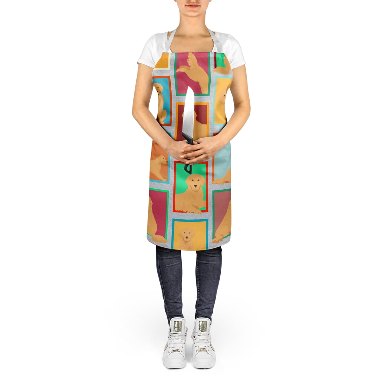 Lots of Golden Retriever Apron 27 in x 30 in
