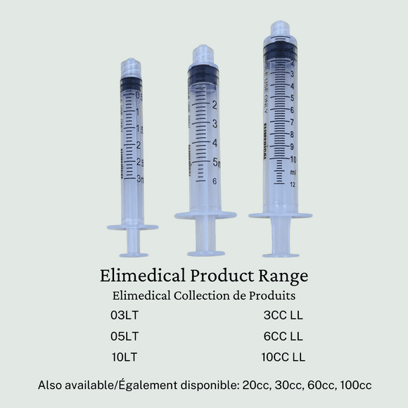 Elimedical Veterinary Syringe Without Needle, Luer Lock 6cc 100pcs/box 05LT