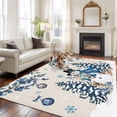 thumbnail image 2 of 5'x7' Area Rugs for Living Room Bedroom, Blue Christmas Washable Rug Carpet Runner Indoor Outdoor, Snowman Xmas Tree Balls Snowflake Rustic Non Slip Floor Mats Area Rug for Kitchen, Nursery, 2 of 8