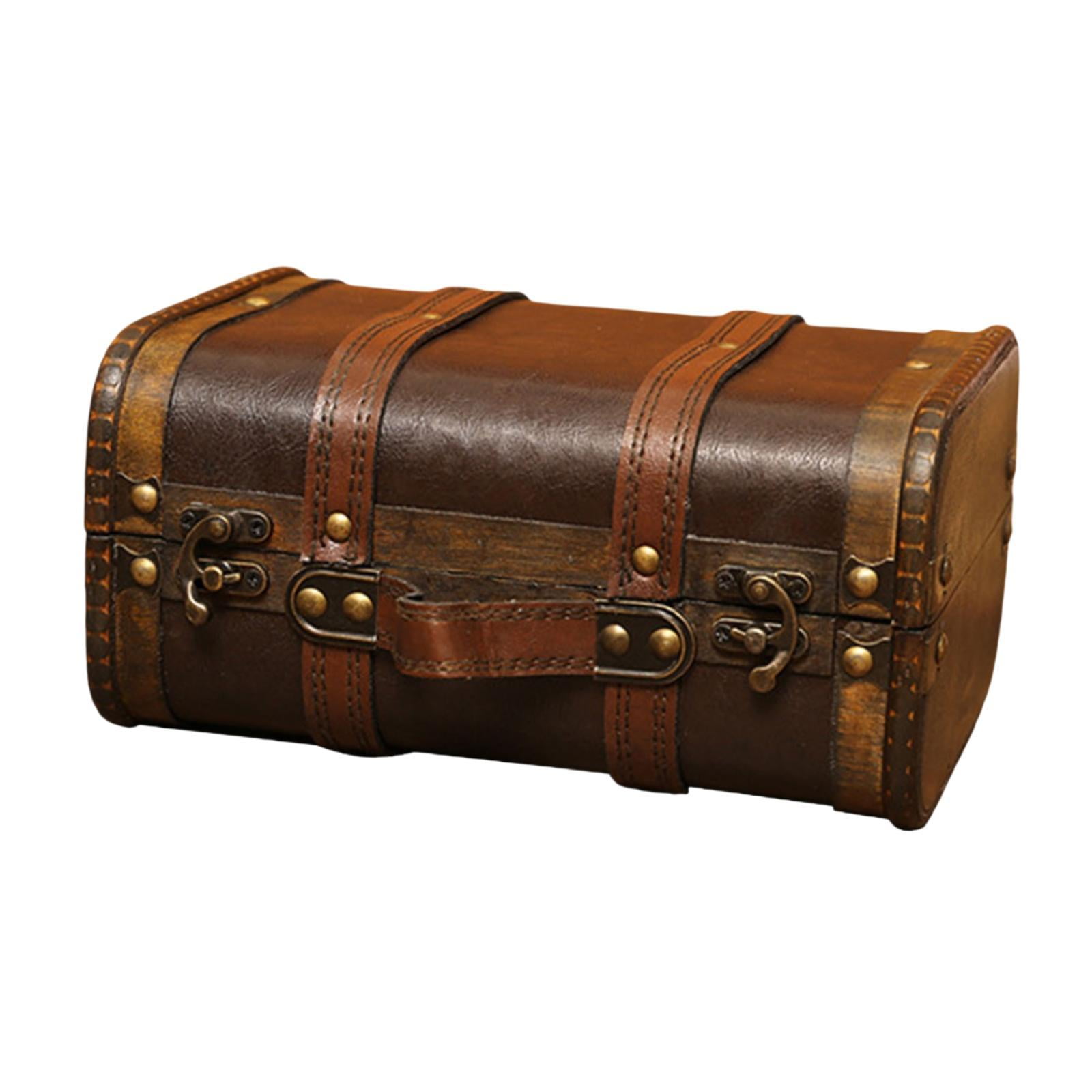 Wooden Trunk Treasure Chest Decorative Retro Style with Lock for Studio Photography Props Clothing Stores