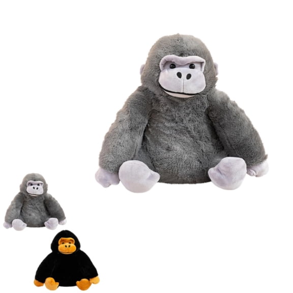 Wizlet 10 Inch Cute Grey Gorilla Plush Toy, Fluffy Sitting Gorilla Stuffed Animal Doll, Soft Wildlife Monkey Plush Gift-B