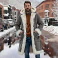 thumbnail image 2 of LEBONYARD Men's Trendy Plush Hooded Cuff Solid Colored Long Sleeve Long Length Oversized Loose Warm Fitting Winter Large Pocket Outerwear Coat, 2 of 6