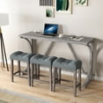 thumbnail image 3 of Yoneston Bar Table Stool Set with Power Outlet, 4 Piece Dining Table with Chairs Set, Industrial Breakfast Table Set for Living Room, Dining Room, Game Room, Gray, 3 of 9