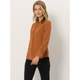 thumbnail image 3 of INSPIRE CHIC Women's Work Office Stand Collar Button Down Long Sleeve Shirts Blouse Orange M, 3 of 5