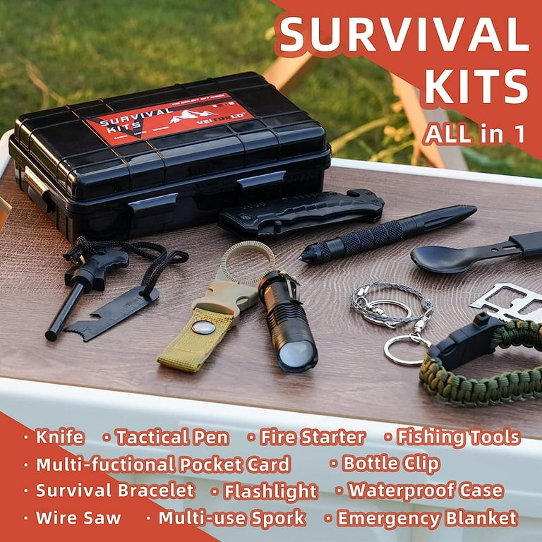 Angieast Survival Kit 35 in 1, First Aid Kit, Survival Gear, Survival Tool  Gifts for Men Boyfriend Him Husband Christmas Camping, Hiking, Hunting,  Fishing