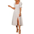 thumbnail image 2 of INSPIRE CHIC Women's Peasant Floral Square Neck Short Puff Sleeve Smocked Dresses, 2 of 5