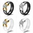Ceramic Ring with Cubic Zirconia, Hypoallergenic, Lightweight, and