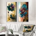 thumbnail image 1 of Designart "Retro Pansy Delicate Blossoming Flower II" Flowers Framed Wall Art Set Of 2 - Traditional Green Frame Gallery Set For Office Decor, 1 of 6