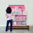 thumbnail image 1 of Dollhouse for 3-8 Girls and Boys Great Gift, 24.4'' x 10.6'' x 27.5" Wooden Hi-Rise Dollhouses and Playsets with 8 Accessories, DIY 3 Story Dolls House, Loving Family Furniture Set, S6213, 1 of 7