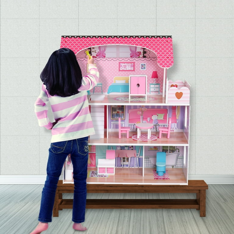 Dollhouse for 3-8 Girls and Boys Great Gift, 24.4'' x 10.6'' x