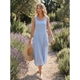 thumbnail image 2 of Vestido de verano sin mangas para mujer Inspire Chic, escote redondo, suelto, corte A, casual, midi, azul cielo, talla M, 2 of 6
