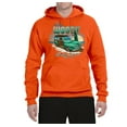thumbnail image 2 of Wild Bobby, 1946 Vintage Ford Woody Chasing Waves Cars and Trucks Unisex Graphic Hoodie Sweatshirt, Orange, Large, 2 of 3