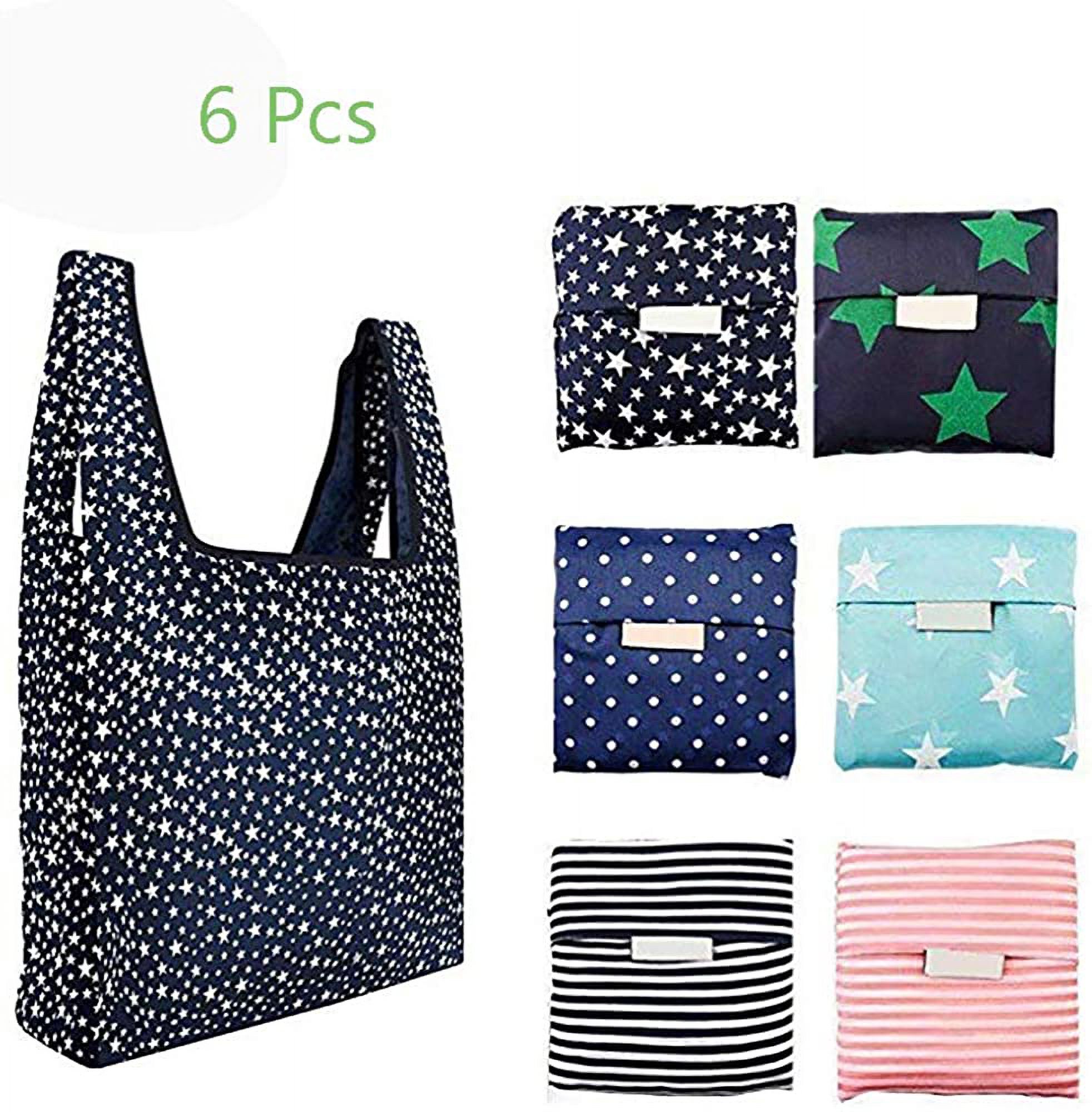 Miumaeov 6Pcs Grocery Bags Reusable Colorful Foldable Shopping Bags Washable Lightweight Tote Bags - image 3 of 6
