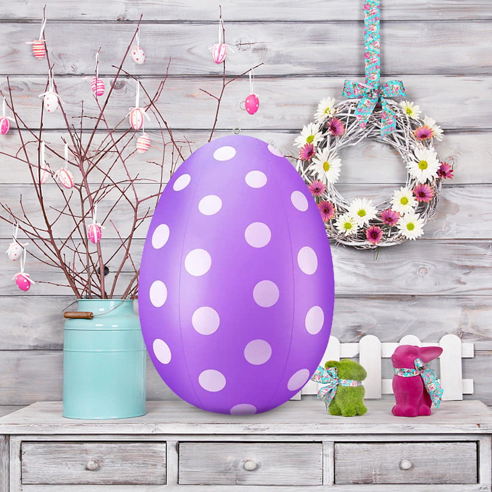 Vggrvlo Easter Inflatable Eggs Decorations Easter Inflatables Outdoor Decor Inflatable Easter Eggs Ornaments Inflatable Ornaments for Easter Yard Garden Lawn Party Supplies Purple 24"