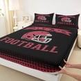 thumbnail image 3 of jejeloiu Football Game Gaming Bed Sheets,Red Rugby Helmet King Sheets For Ball Lover 4-Piece, 3 of 7