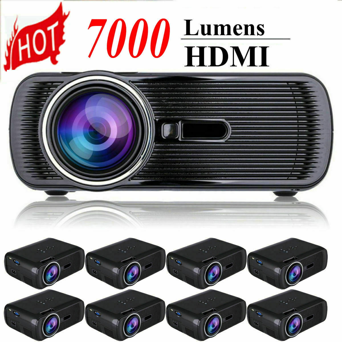 7000 Lumen LED Video Projector 3D 1080P HD Multimedia Home Theater HDMI/USB/SD 