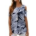 thumbnail image 3 of Hibeli Women Floral Paisley Print Summer T Shirts Cold Shoulder Tunic Top Blouse, 3 of 7