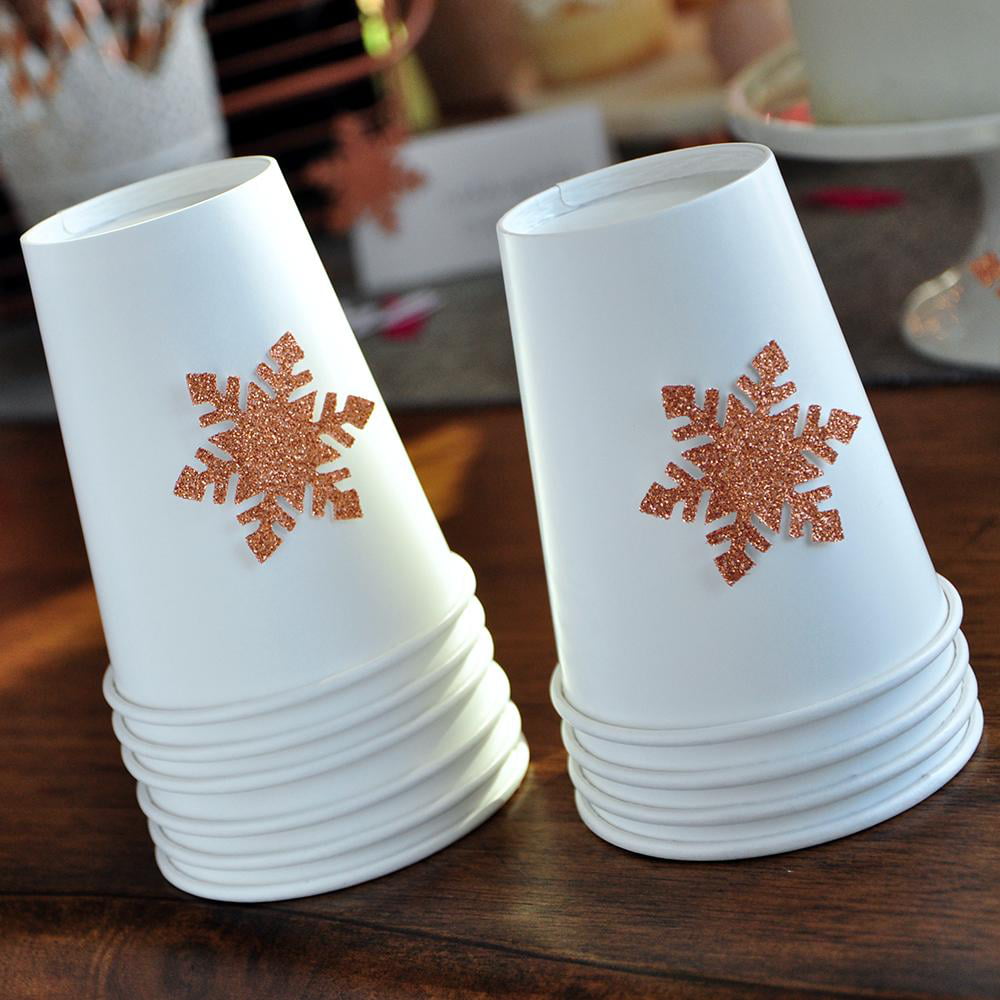 Paper Party Cups Paper Cups for Hot Beverages. Winter Onederland Party Supplies 10CT Snowflake Paper Cups