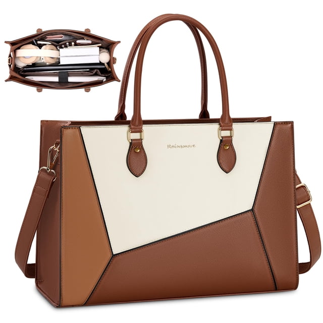 Bolsa Tote para Laptop RAINSMORE Impermeable para Mujeres 15.6'' Marrón