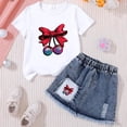 thumbnail image 2 of larppty Girls Clothes Toddler Little Girl 2 Piece Summer Outfit T Shirt with 3D Embroidery + Denim Skirt Set, Size 2-7 Years（A， 2-3 Years）, 2 of 3