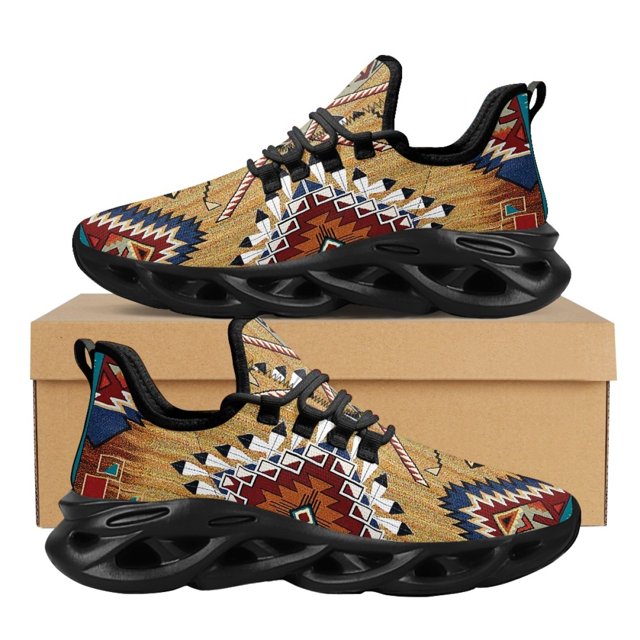 Zapatillas deportivas de malla con estampado tribal africano para mujer, cómodas, con plataforma y cordones, ligeras, para mujer