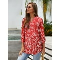 thumbnail image 4 of Nlife Women Bohemian 3/4 Sleeve V Neck Floral Print Shirt, 4 of 8