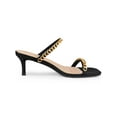 thumbnail image 3 of BLISSFUL STEP Square Toe Chain Stiletto Heels Slide Sandals for Women Black (Size 6), 3 of 7