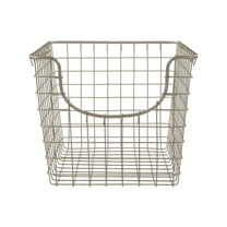 Spectrum Diversified Scoop Steel Wire Stackable Storage Basket for Kitchen, Pantry, Closet and Garage, Small, Satin Nickel