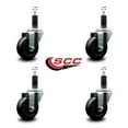 thumbnail image 2 of 3.5 Inch Soft Rubber Wheel Swivel 1-1/8 Inch Expanding Stem Caster Set SCC, 2 of 2