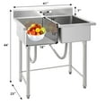 thumbnail image 2 of Stainless Steel Sink, Freestanding Double Bowl Laundry Sink with Hot & Cold Hoses, NSF Certificated, Outdoor Camping Utility Sink for Garage, Restaurant, Backyard, 2 of 9