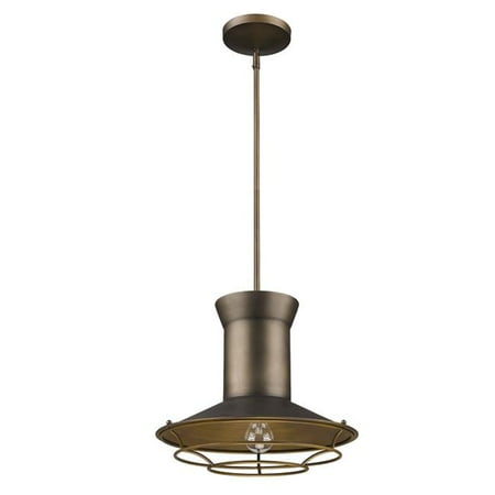 

HomeRoots 398189 15 x 16 x 16 in. Newport 1-Light Tin Coated Pendant with Raw Brass Interior Shade & Louver