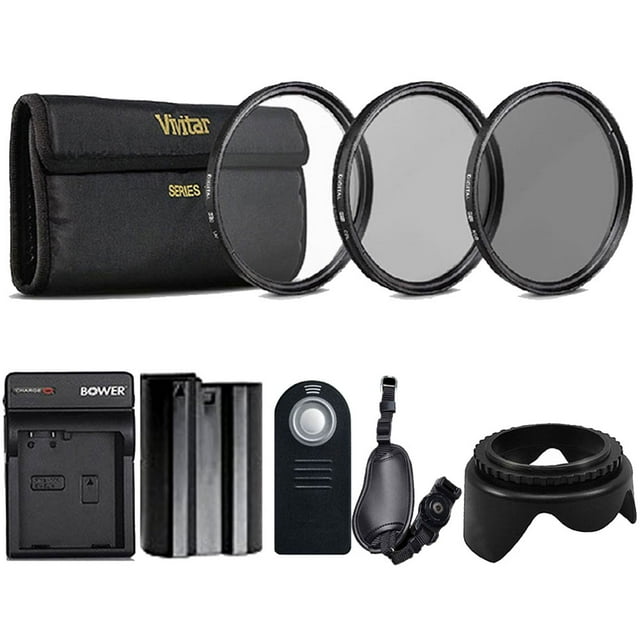 EN-EL15 Batterie de Remplacement + Chargeur + Objectif UV CPL ND 52mm + Capot d'Objectif Tulip + Sangle de Préhension DSLR + Télécommande