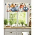 thumbnail image 2 of Fall Thanksgiving Kitchen Valances for Windows Orange Blue White Pumpkin Valance Curtains&nbsp; for Kitchen /Living Room/Bedroom/ Bathroom Decor, 54"x18 " ,Rod Pocket 1 Panel, Retro Leaf, 2 of 7