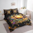 thumbnail image 3 of Manfei Watercolor Flowers Floral Bedding Comforter Set 7pcs,Bohemian Sun Moon King Bedding Sets,Wild Plants Bed Sheets,Super Cozy Room Decorative Reversible, 3 of 7