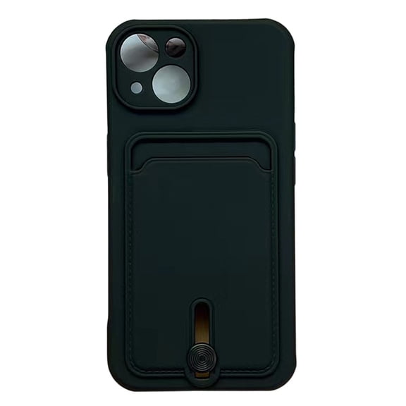 Silicone Card Holder Protection Case Compatible With iPhone 15 in Black