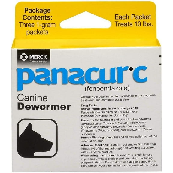 Panacur C Canine Dewormer Dogs 1 (3 Packets) Gram Each Packet Treats 10 lbs (4 Pack)