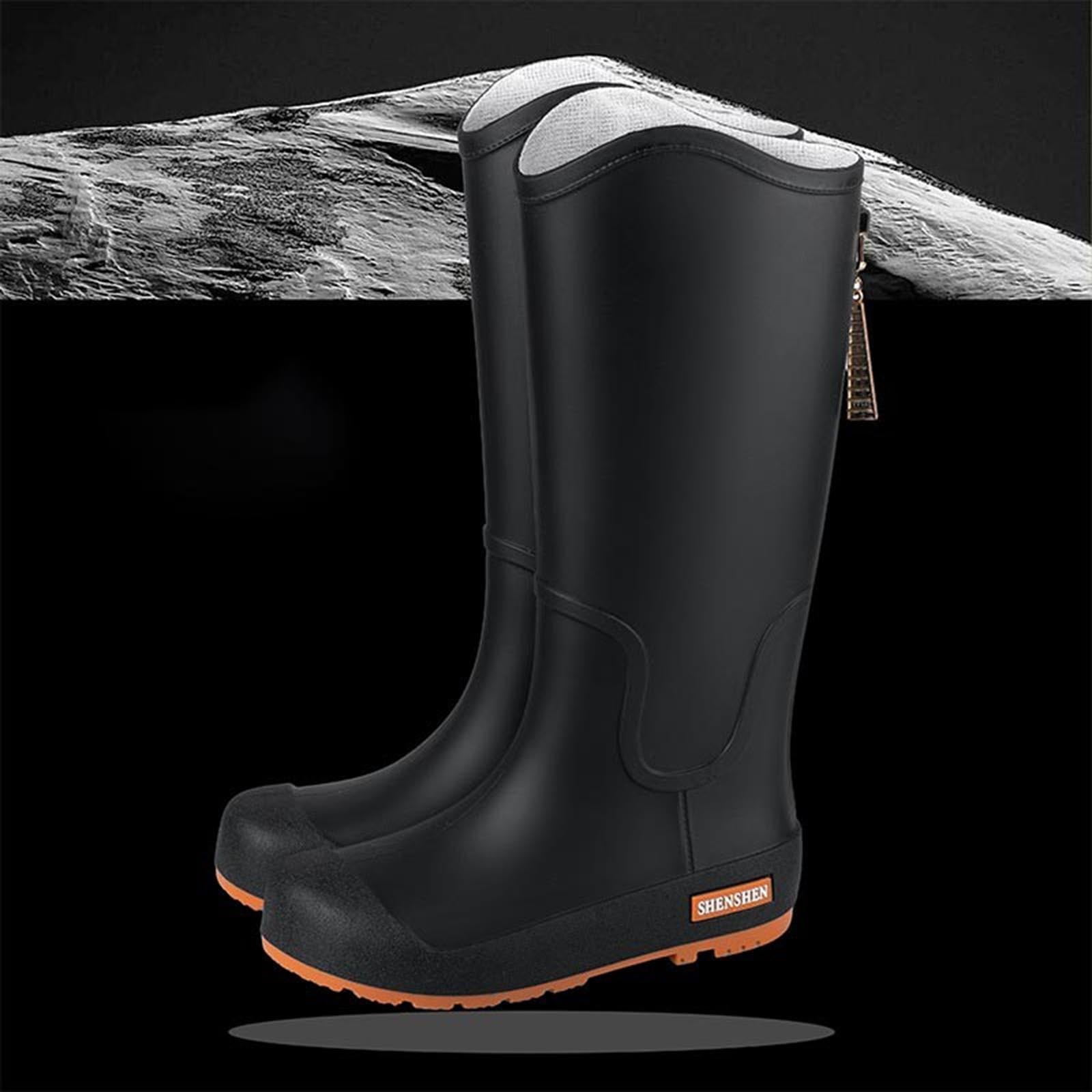 Black Womens Rain Boots High Top Waterproof Non Slip Comfortable Slip On Casual Outdoor Wear For Spring And Summer Lightweight Durable Size 37