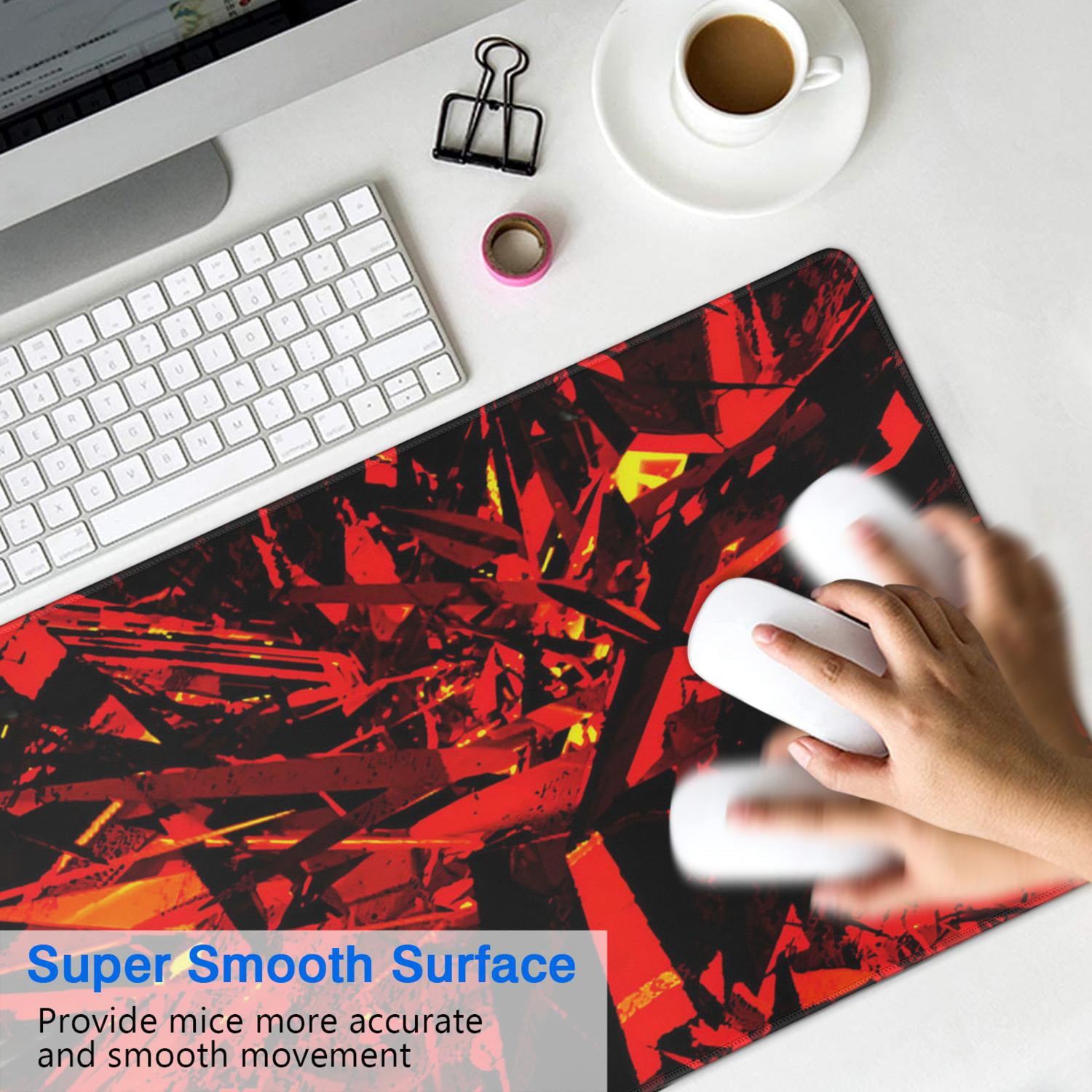 Black Red Gaming Mouse Pad (31.5x11.8 inch) - Large Non-Slip Base, Stitched Edge Desk Pad for Computer Keyboard - Ultimate Home Office Gaming Experience