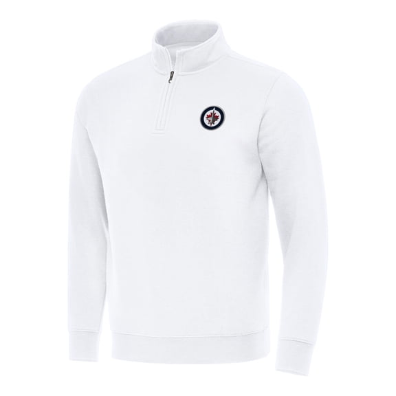 Men's Antigua  White Winnipeg Jets Victory Quarter-Zip Mock Sweatshirt