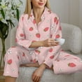 thumbnail image 4 of Goofa Floral Strawberr Printed Women’s 2 Piece Pajama Set Super,Pajamas Women's Long Sleeve Sleepwear Soft Button Down Loungewear Pjs Lounge Set Nightwear-XX-Large, 4 of 9