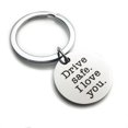 thumbnail image 2 of Drive Safe I Love You Key Chain Truck Driver Safe I Gift Sweet Gift Round Keychain Stainless Steel Keyring, 2 of 9