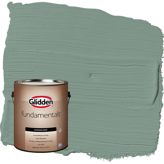 Glidden Fundamentals Paradise Found / Green Semi-Gloss Exterior Paint, 1 Gallon