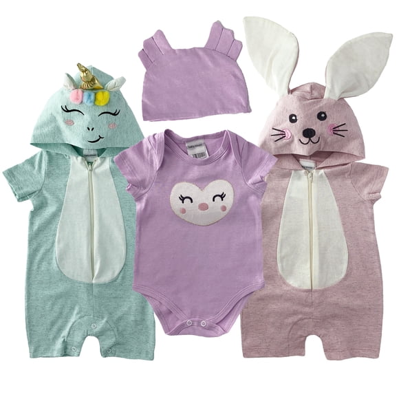 Kit 3 PaÃ±aleros Bordados Baby Kisses Unicornio, Coneja, Buha Bebe Talla 12 meses Baby Kisses Ropa de ReciÃ©n Nacido