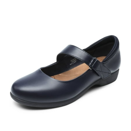 BURUDANI Womens Ballet Mary Jane Flats Non-Slip Comfortable Dress Shoes with Ankle Strap NAVY Size 11