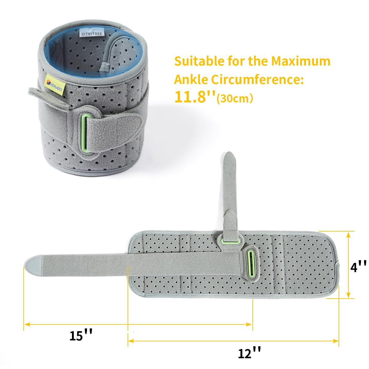 Tenbon Ankle Support Drop Foot Brace Orthosis - Comfort Cushioned Adjustable Wrap Compression For Improved Walking Gait, Prevents Cramps Ankle Sprains (Gray)