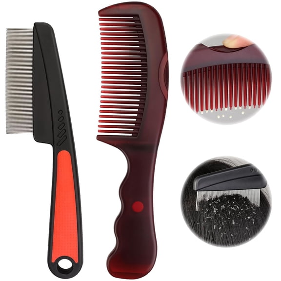 ACDANC Dandruff Comb,2 Pcs Scalp Sweep Detoxing Hair Brush Set for Dandruff Removal,Scalp Build Up Remover and Stainless Steel Fine Tooth Comb for Scalp Massage Combs